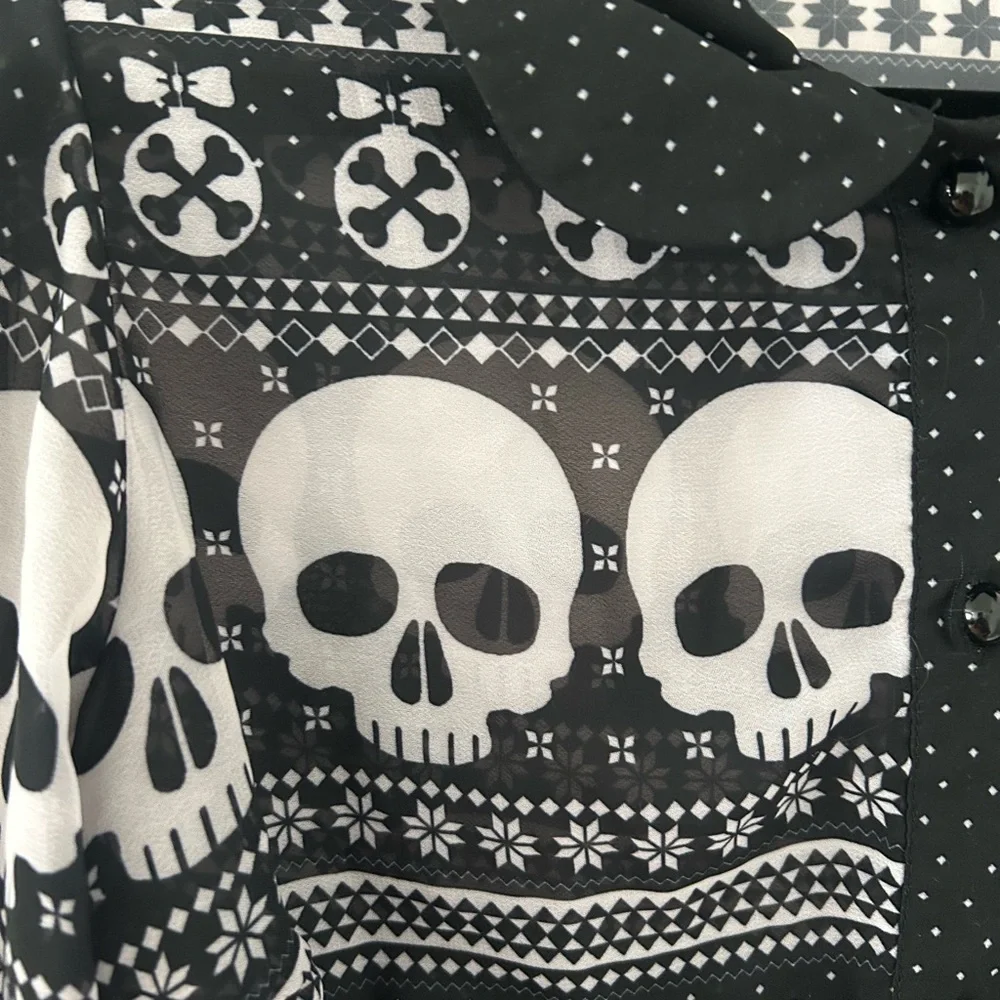 Hell Bunny Sheer Skull Ornament Button-Down - Picture 6 of 6